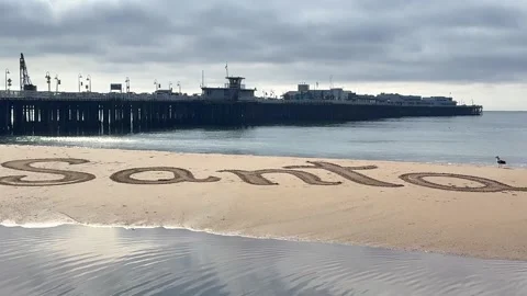 "Santa Cruz" Written on Beach Stock Footage 333335874