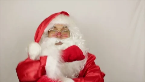 Santa is dancing on grey background Stock Footage 80353921