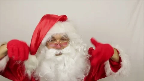 Santa is dancing on grey Background Stock Footage 80373249