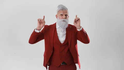 Santa dancing, on white background,smiling,new year and Christmas concept Stock Footage 129867144