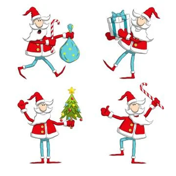 Santa diffirent poses Illustrazione stock