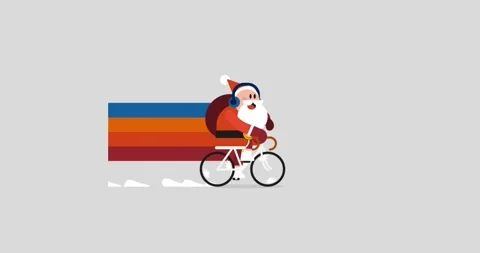 Santa driving cycle animation 스톡 동영상 144056317
