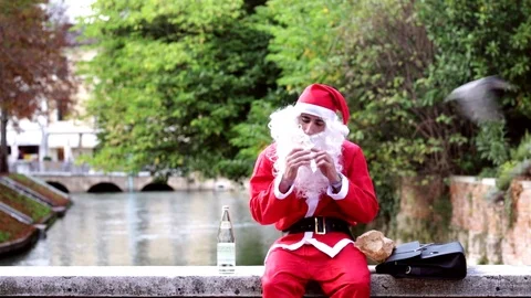 Santa eats a sandwich. Stock Footage 118249428
