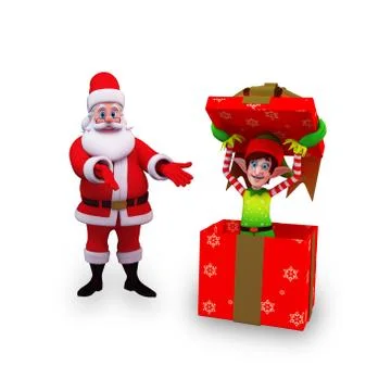 Santa with elves Stock Illustration