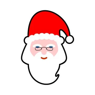 Santa face isolated. Beard and mustache. Red Hat. Christmas icon. Head of a.. Stock Illustration