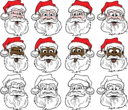 Santa Faces Stock Illustration