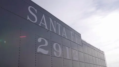 Santa Fe 2912 Train Tender Detail with Riveted Steel in Pueblo Colorado USA Video stock 333081079