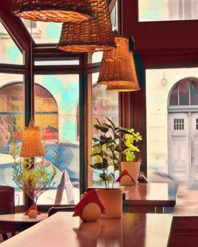 Santa Fe Cafe Stock Illustration