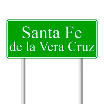 Santa Fe de la Vera Cruz green road sign Stock Illustration