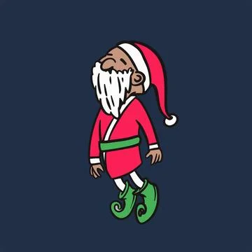 Santa flying to the happiness style in vector Stock Illustration