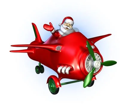 Santa Flying Plane - 2 Stock Illustration
