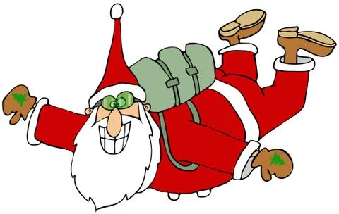 Santa in free fall Stock Illustration