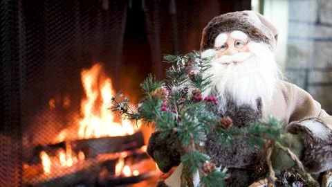 Santa in front of Fire Stock Photos