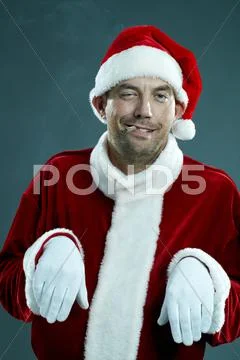 Santa getting High Stock Photos