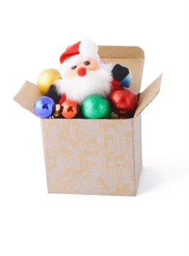 Santa in gift box Stock Photos
