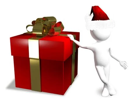 Santa with a gift Stock Illustration