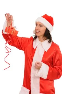 Santa with gift Stock Photos