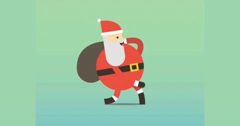 Santa with Gift sack Animation Stock Footage 144057940