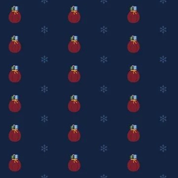 Santa gift sack seamless pattern with presents and candy cane plus blue Stock Illustration