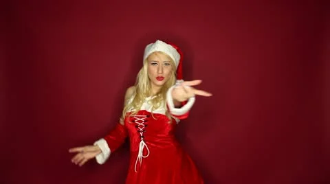 Santa girl dancing Stock Footage