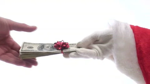 Santa gives stack of cash V1 - HD Video stock 571627