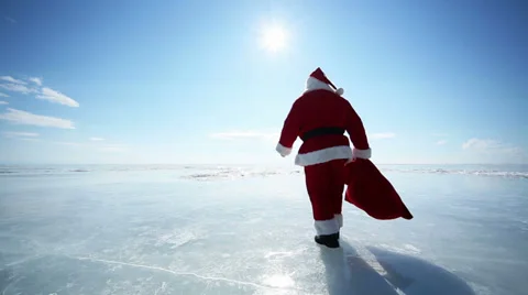 Santa goes into the distance Stock Footage 36727510