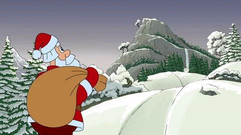Santa goes to the mountain Stock Footage 81328628