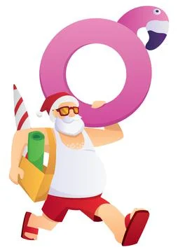 Santa Going To Beach Stockillustratie