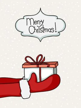 Santa handing present Stock Illustration