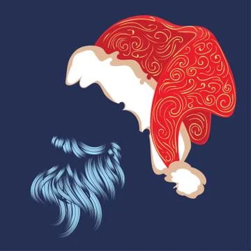 Santa hat and beard Stockillustratie
