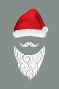 Santa hat and beard Stock Illustration