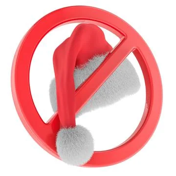 Santa hat with forbidden symbol. 3D rendering Stock Illustration