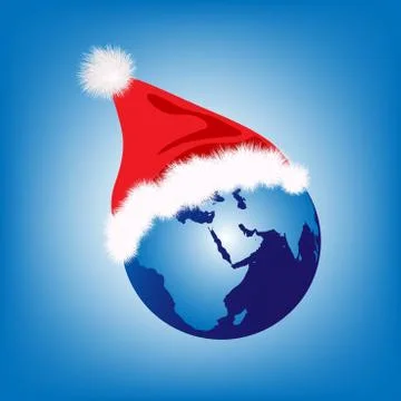 Santa hat on globe 스톡 일러스트