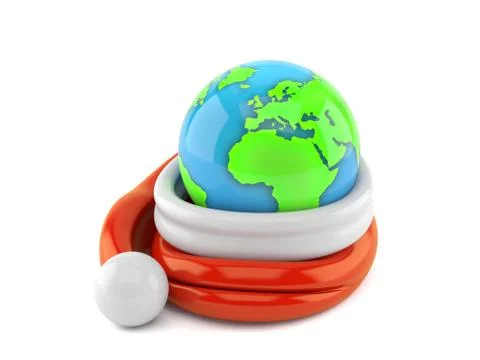 Santa hat with globe Stock Illustration