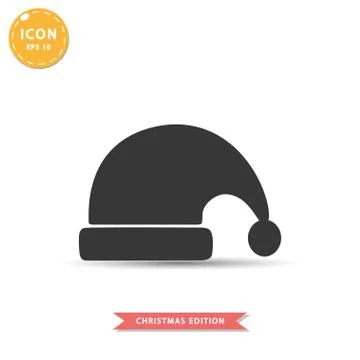 Santa hat icon simple flat style vector illustration. Stock Illustration