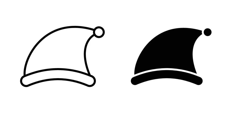 Santa hat icon vector concepts, line and silhouette style Stock Illustration