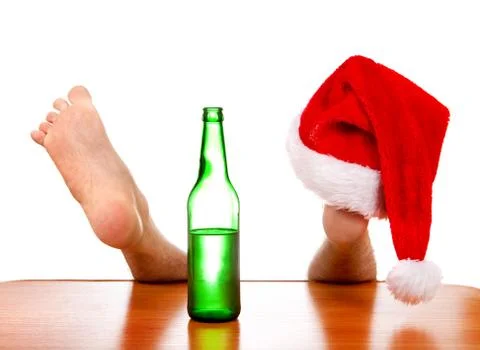 Santa Hat on the Leg Stock Photos