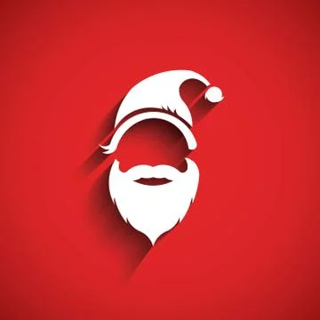 Santa hat, moustache with beard.3D Paper style Stock Illustration