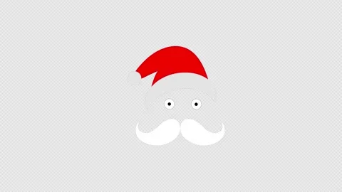 Santa hat with a mustache icon concept loop animation video with alpha channe Stock Footage 270154686