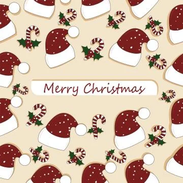 Santa hat pattern and delicious sweets for christmas Stock Illustration