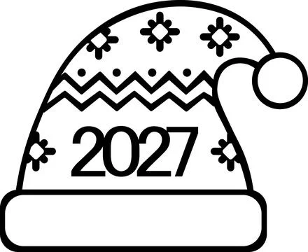 Santa hat with patterned brim and 2027 Stock Illustration
