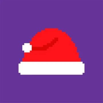 Santa hat pixel art. Red cap 8 bit. Xmas Pixelate vector illustration Stockillustratie