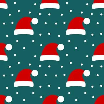 Santa hat seamless holiday pattern. Vector illustration Stock Illustration
