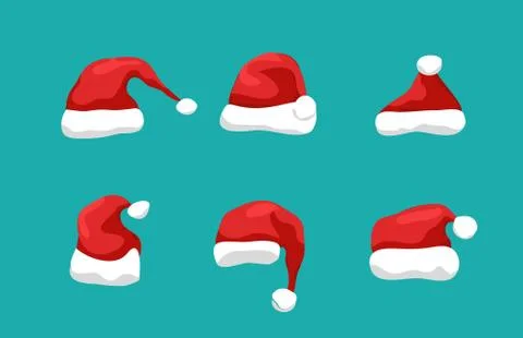 Santa hat vector christmas flat isolated illustration design. Santa claus cap Stock Illustration