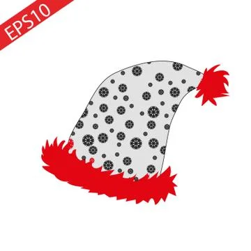 Santa hat vector sketch icon isolated on background. Hand drawn Santa hat ico Stock Illustration
