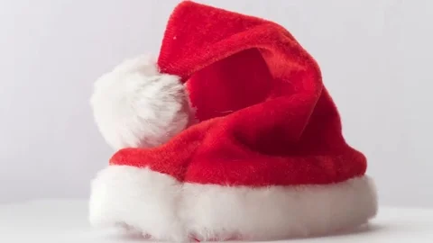 Santa hat on white background Stock Footage 70638708