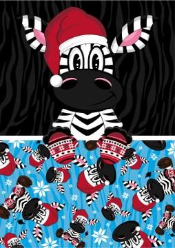 Santa Hat Zebra and Pattern Stock Illustration