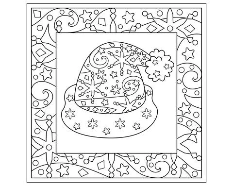 Santa hat with zentangles Stock Illustration