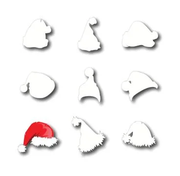 Santa hats doodles Stock Illustration