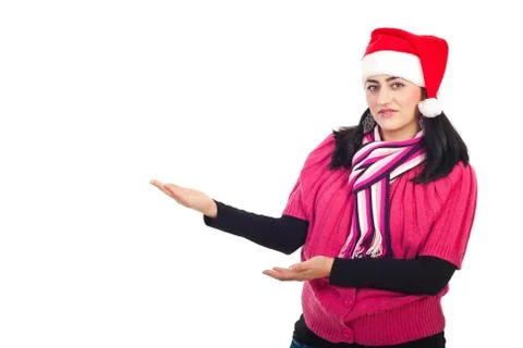 Santa helper making presentation Foto stock